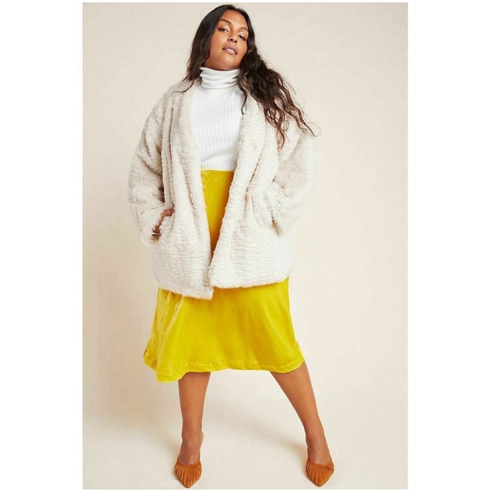 Anthropologie Noemie faux Fur Jacket Off White Color NWT SZ 1X